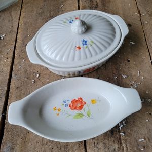 3 PC casserole dishes mid century